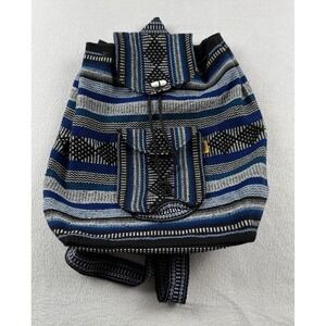 Pinzon Mexico Woven Multicolor Blue Backpack Bag Boho Hippie Clean EUC